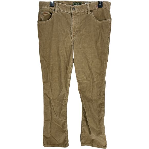 Eddie Bauer Corduroy Bootcut Pants Women Size 12 Brown Casual Academia Preppy - Picture 1 of 6